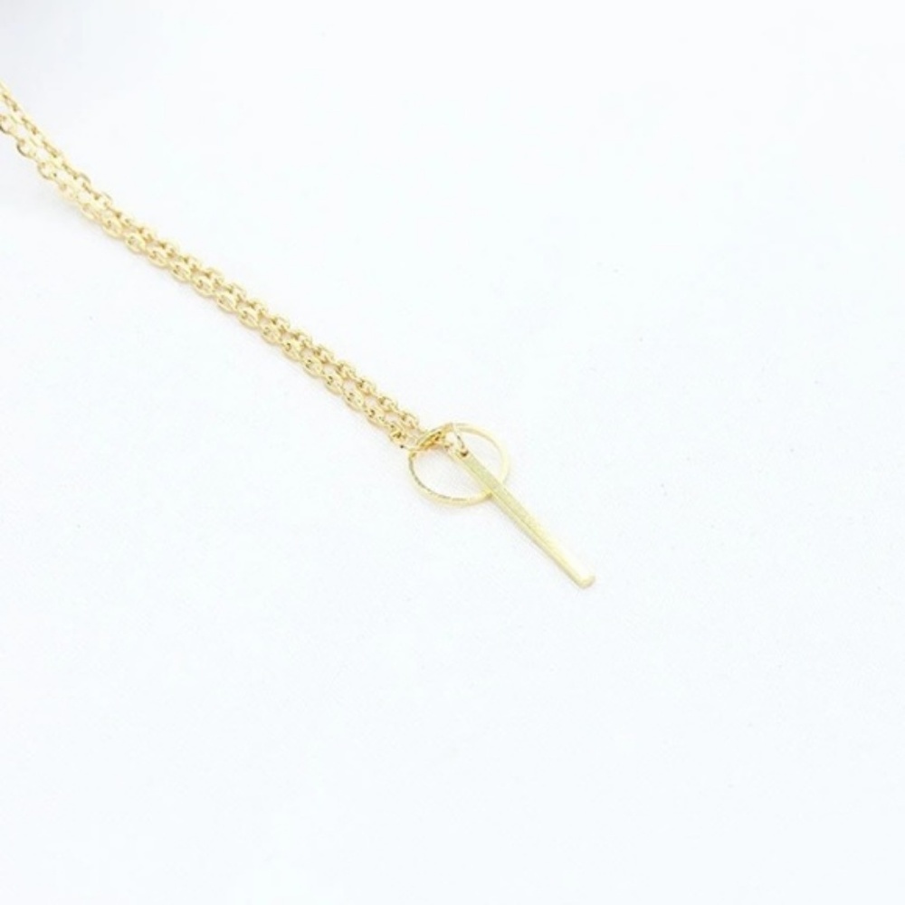 Dainty gold toned lariat necklace - Picture 2 of 4